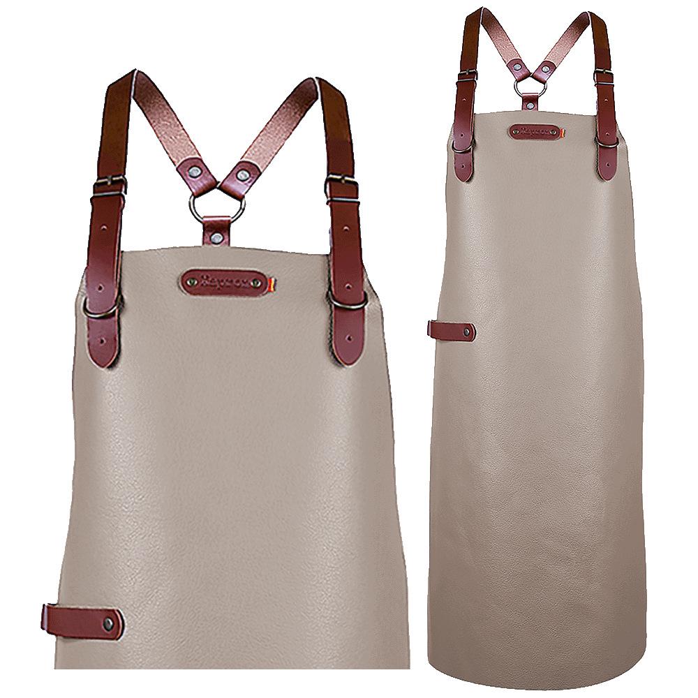 Waterproof PU Leather Hanging Neck Apron - Oil-Proof BBQ & Barista Style