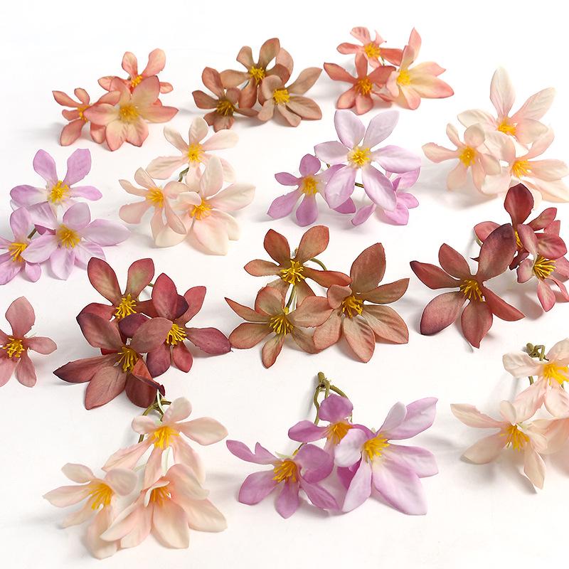 Mini-Orchideen-Strauß DIY-Set: Seiden-Kunstblumen & Strohhut-Accessoires für Geschenke und Dekorationen