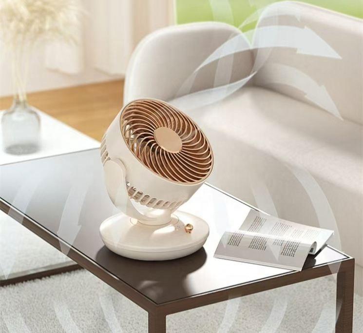 Studio Apartment Elegant Gold Rim Mini Table Fan Quiet Operation Adjustable Tilt Air Circulator Handheld Mini Fan
