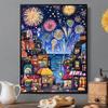 1000pcs Jigsaw Puzzle Suitable for & 14+ - Challenging Thick Cardboard Fireworks & Romantic Cityscape Wall Art, Portable Pieces for DIY Brain, Complex