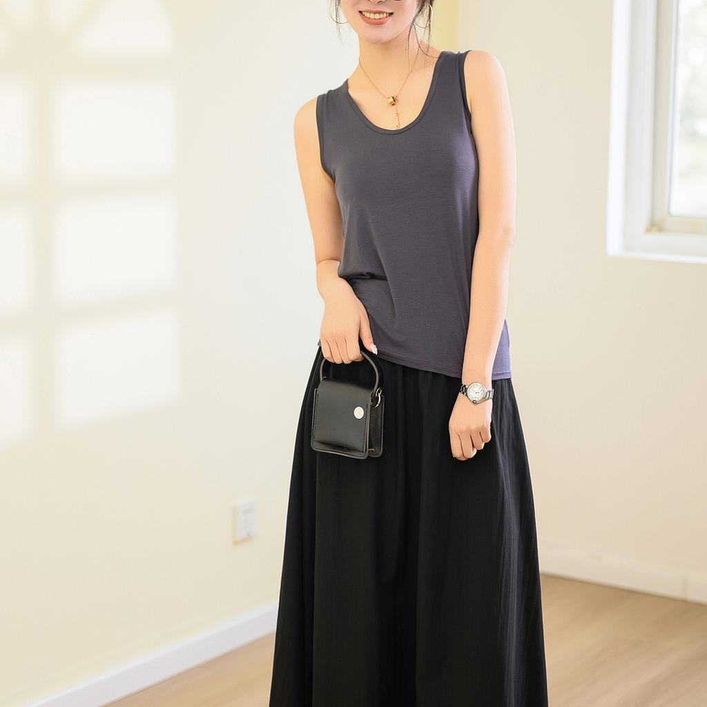 Plus Size L To 6XL Modal Women's Tank Tops U-Neck Summer Thin Sleeveless Bottomed Top Loose Tee Tops All Match Vest Comfort Homewear