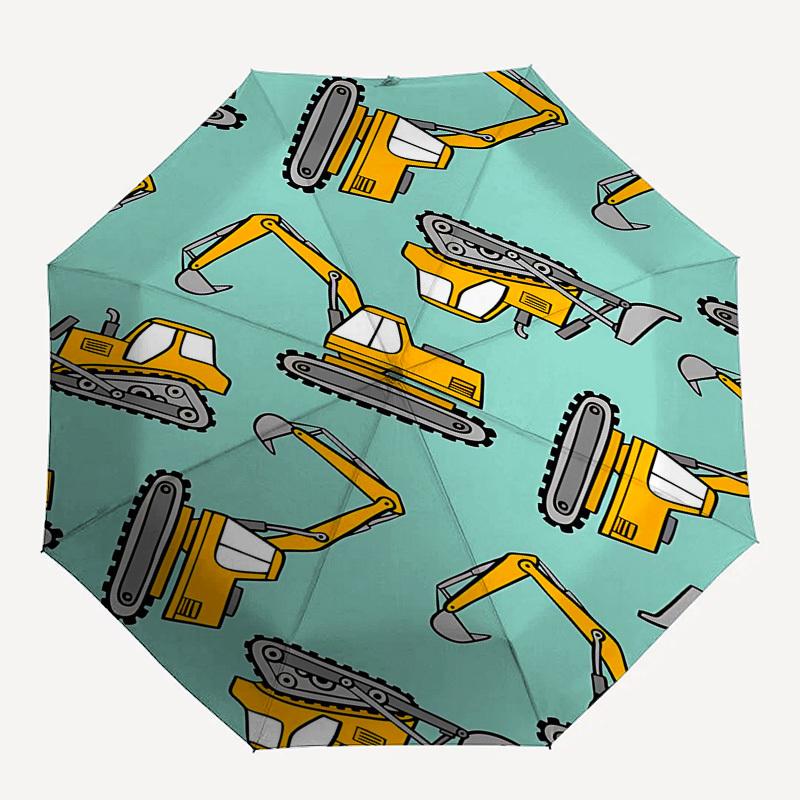 

1PC Construction vehicles Umbrella-8-Rib Reinforced Portable Folding Travel Suitable for All Seasons Outdoor Daily , Fun Design-Z0443