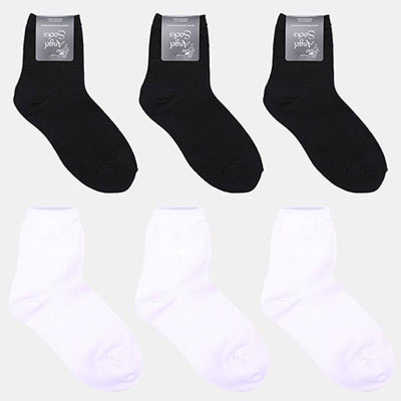 [Set of 5] [Women s] 1315 Plain Black Cotton Socks BLACK-5ea