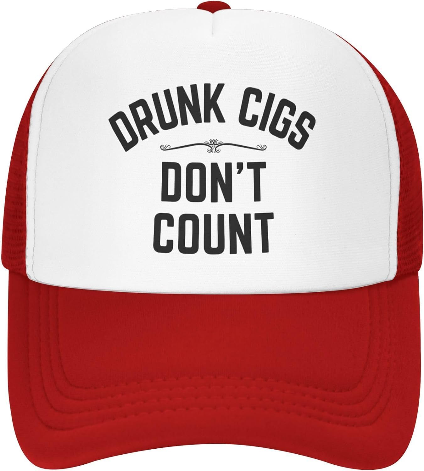 Drunk Cigs Dont Count Mesh Hat for Unisex Women Baseball Cap Black Adjustable Trucker Hat One Size