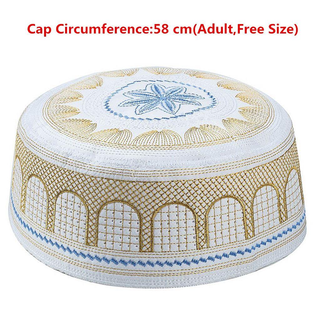 Islam Embroidery Cotton Prayer Hat Musliman Turban Muslim Hat India Caps