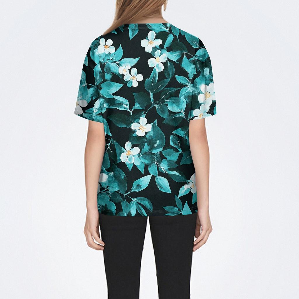 Women's Retro Printed Fashion Casual Round Neck Short Sleeve T-Shirt Top