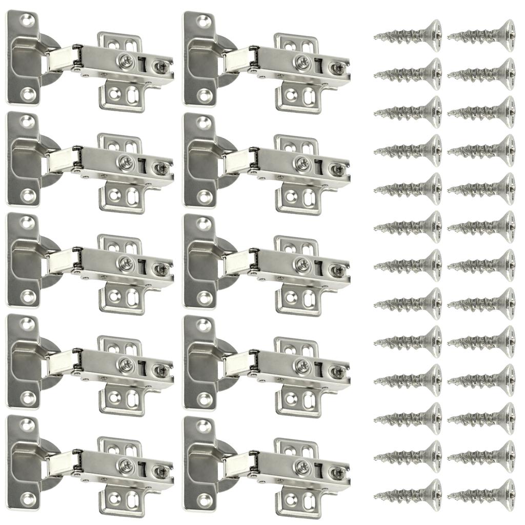 10Pcs Hinges Stainless Steel Hydraulic Cabinet Door Hinge Damper Buffer Soft Quiet Closing for All Kitchen Cupboard Furniture