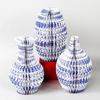 Decorative Blue-and-white Porcelain Paper Vase Floral Arrangement Tabletop Decor  Office Desk