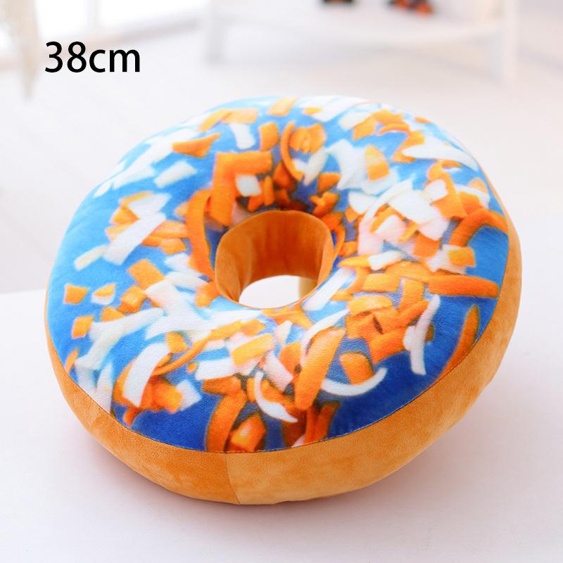 38/60cm Donut Food Toy Colorful Stuffed Ring Shaped Decor Plushie Head Pillow Seat Cushion for Chair Indoor Floor Sofa Gift
