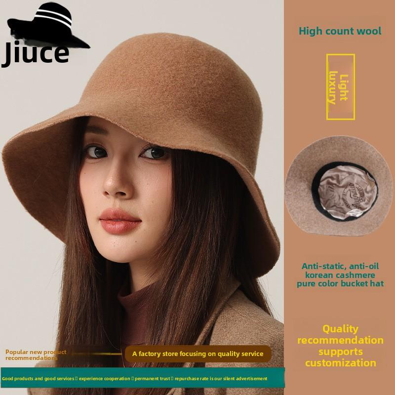 Designer Japanese Light Board Wool Fisherman Hat, Women's Foreign Style Counter Quality Shows the Face of Small Felt Basin Hat Tide