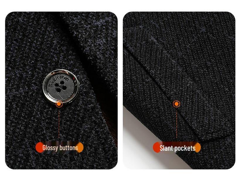 Men's Winter Wool Coat: Dad Style Stand Collar, Plus Velvet Thickened, Mid-Length Jacket for Middle-Aged and Elderly.