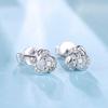 1 Pair of Flower Inlaid Synthetic Zircon Earrings, Fashionable Flower Earrings