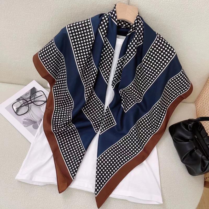 Women S Korean Style Square Scarf Elegant Air Conditioner Shawl