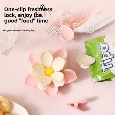 Magnetic Clip, Cherry Blossom Seal Clip, Lotus Seal Clip, Fridge Magnet, Food Bag Clip, Snack Lotus Seal Clip