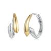 WOSTU 925 Sterling Silver Simple Two Tone Hoop Earrings For Women Yellow Gold Geometry Ear Burckles Wedding Engagement Pendiente