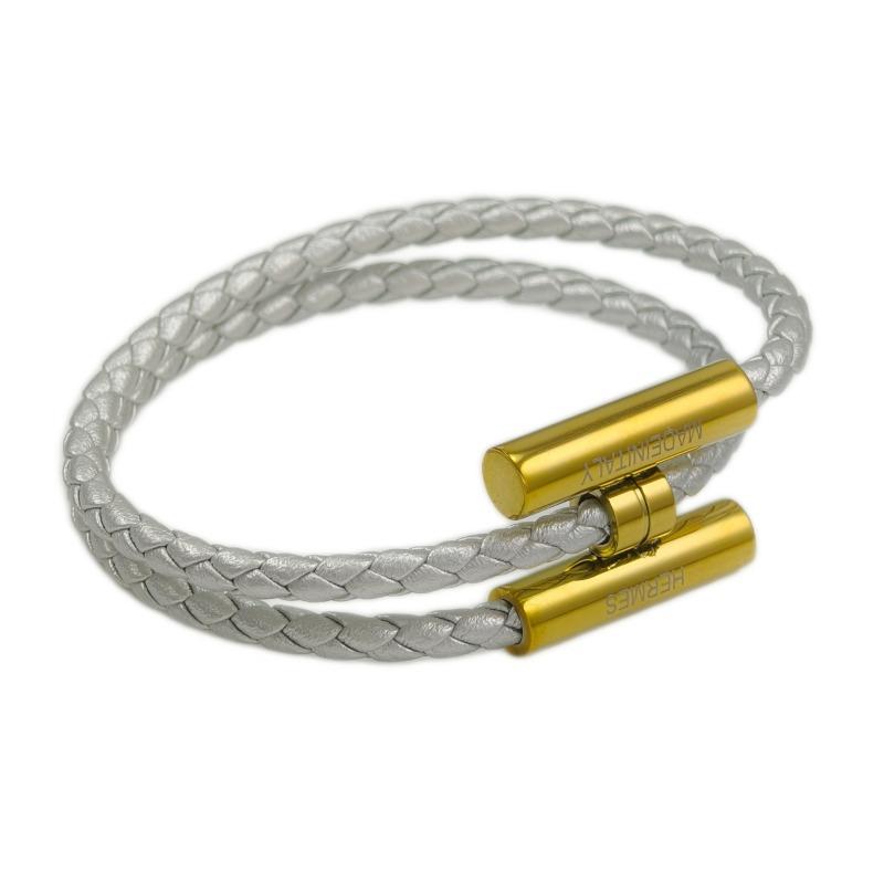 Stainless Steel Bracelet, Leather Woven Bracelet, Various Colors, Geometric Style, Light Luxury Style