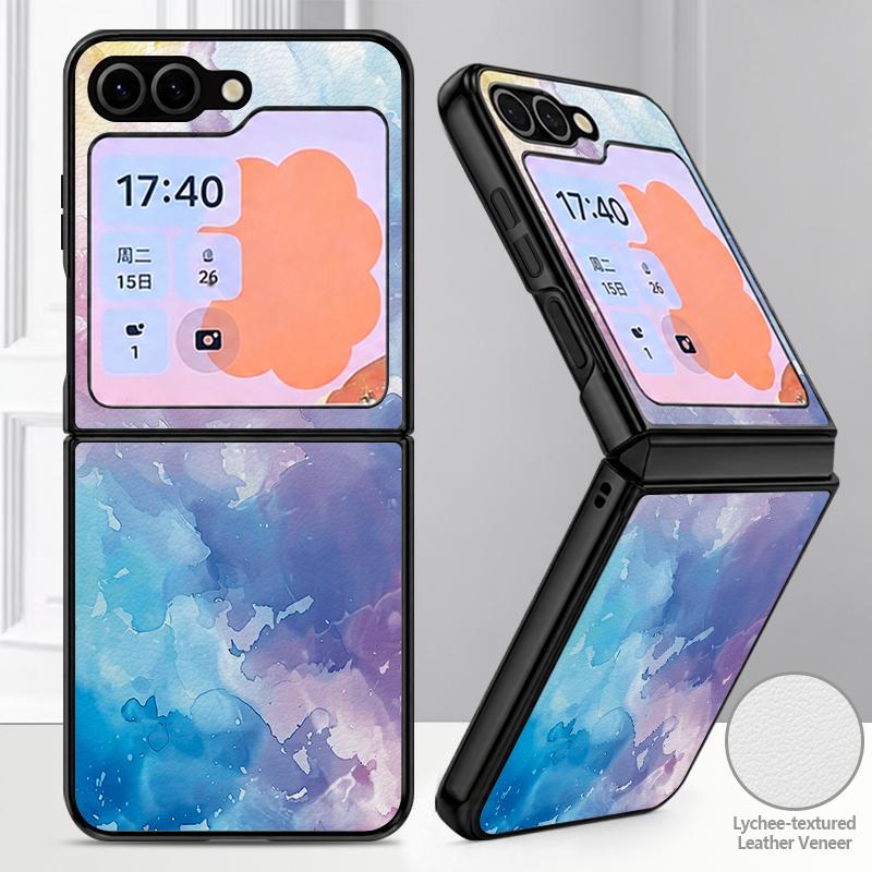 Colorful Marble Case For Samsung Galaxy Z Flip 8 7 6 5 Flip8 Flip7 Flip6 Luxury Leather Skin Hard Folding Phone Cover