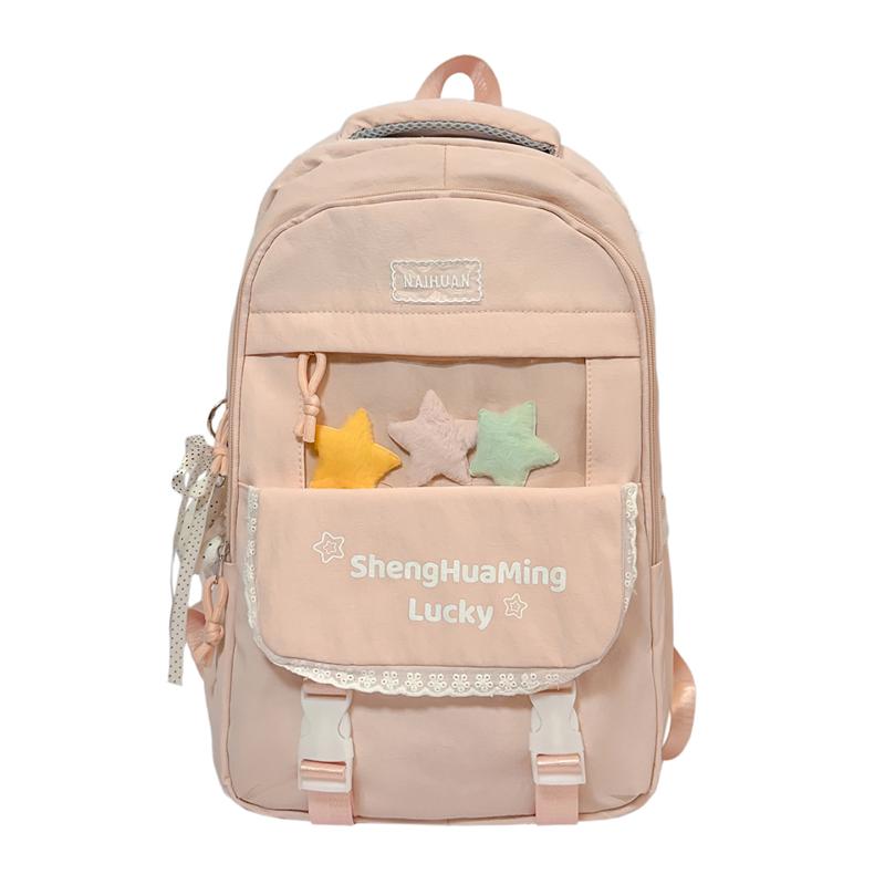 Student Schoolbag Women s Letter College Style Multi-Compartment Backpack