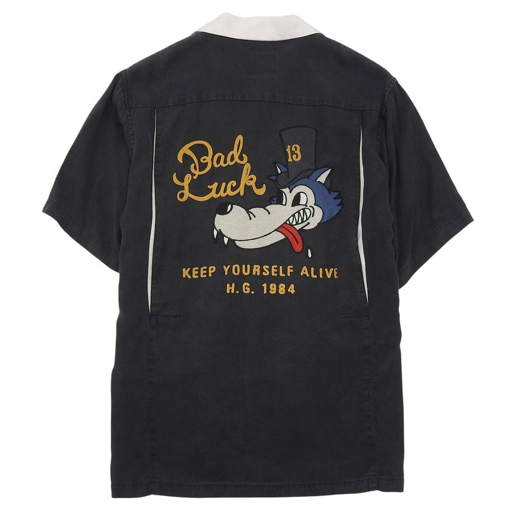 HYSTERIC GLAMOUR BAD LUCK Embroidered Bowling Shirt, Men's, Black, Size S Tops S blackUsed