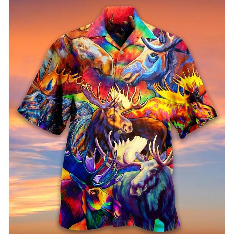 Summer Hawaiian Shirt Flamingo Short Sleeve Funny Men's Clothing Fashion Special Offer High-quality Shirts