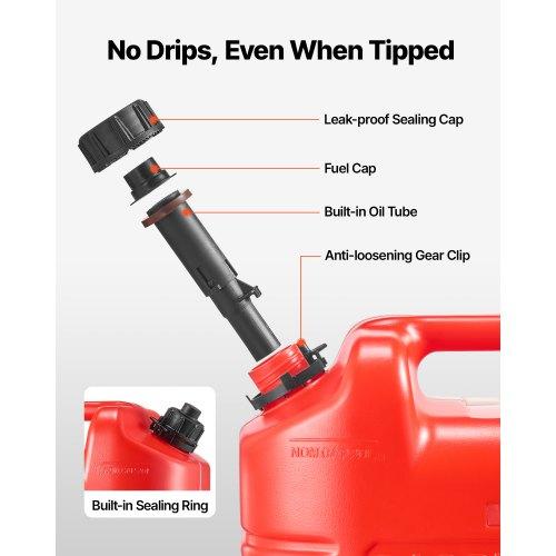 VEVOR Fuel Container, 19 L, Gas Tank with Spout & Clear Scale, 15 L/min Max Flow Rate, Secure & Leak-proof