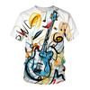 Camiseta Criativa de Verão Masculina Estampada com Música Camiseta 3D Moda Casual Confortável Gola Redonda Grande Manga Curta Camiseta