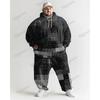 Mens 3D Digital Print Hooded Sweatshirt Jogger Pants Set Sporty Casual Outfit Travel