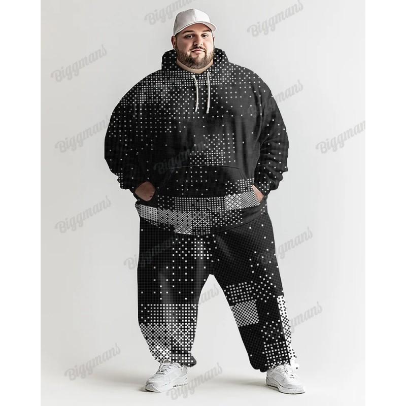 Mens 3D Digital Print Hooded Sweatshirt Jogger Pants Set Sporty Casual Outfit Travel
