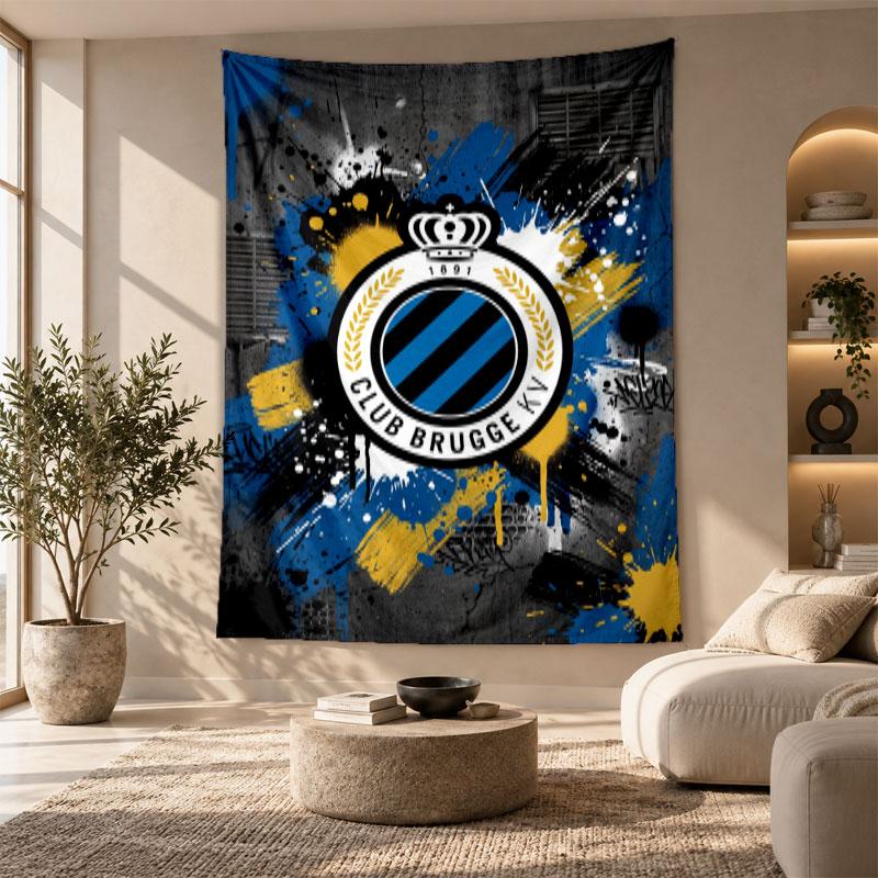 Arazzo Decorativo, Arte da Parete Stampata Club Brugge FC, Appeso a Parete Leggero per Sfondo Camera da Letto
