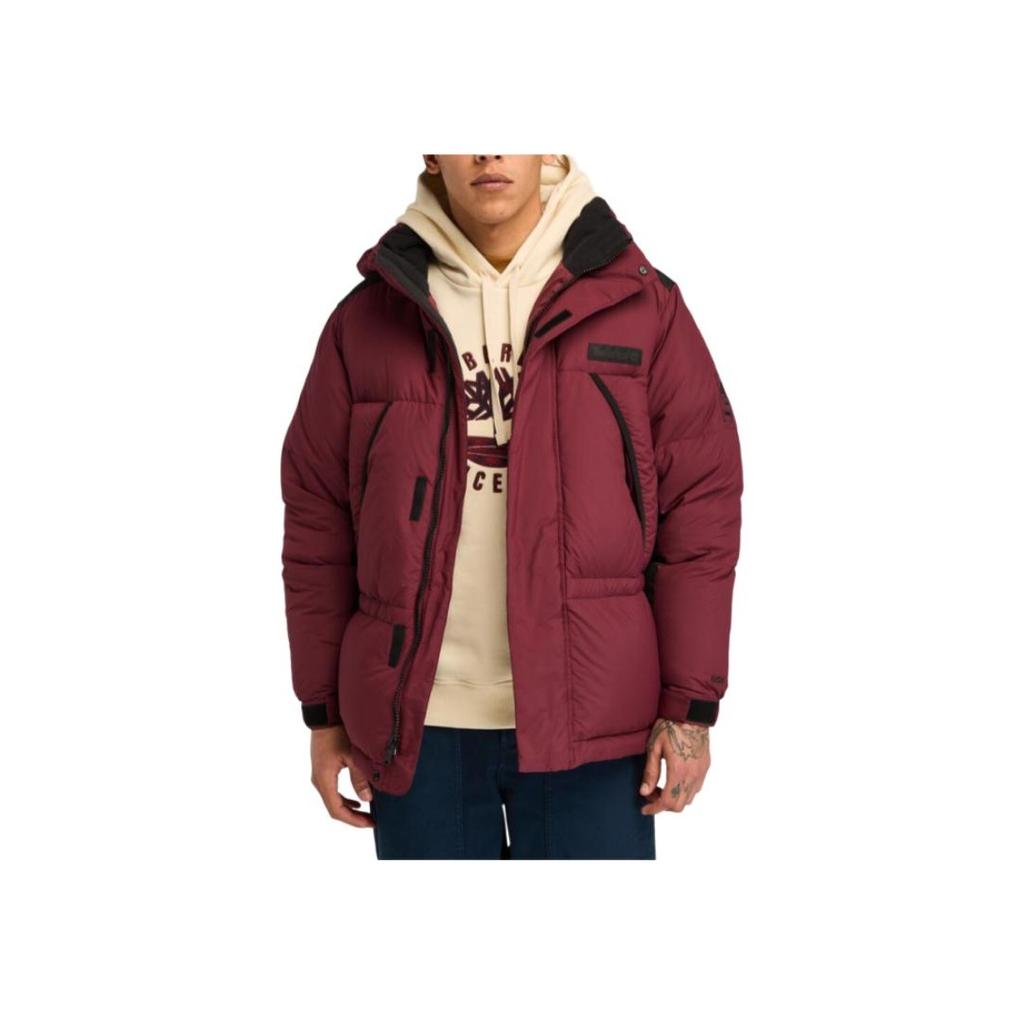 Timberland Logo Print Hooded Zip-Up Long Sleeve Jacket Men jackets Red TB0A2N68EIC1