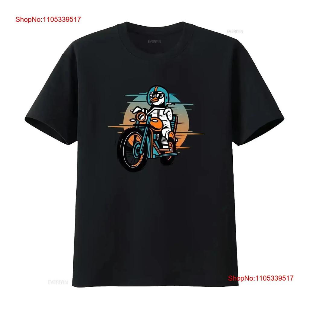 Mens T Shirt Penguin On Motorbike Man Birthday Funny Animal vintage Washed Soft Stretched Comfo