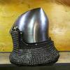 Medieval Bascinet Hounskell Helmet 14th Century Steel Chainmail Knight Helmet Battle Warrior Armour Helmet