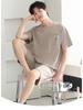 Men's 100% Cotton Short Sleeve Pajama Set - Summer Lightweight, Wearable Outdoors, Ideal for Teens