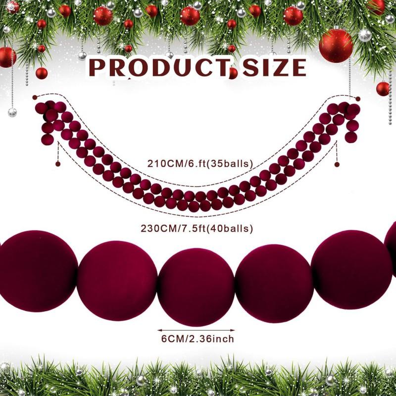 Burgundy Fabric Christmas Ball Garland String