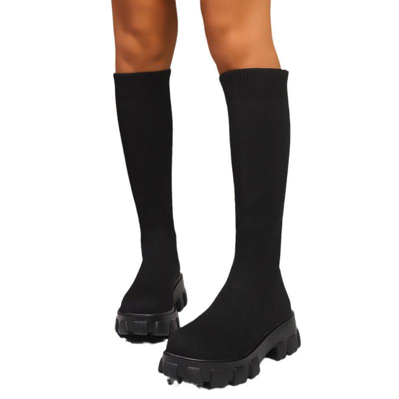 European and American large-size thick-soled long Martin boots, new leopard print casual boots in autumn and winter