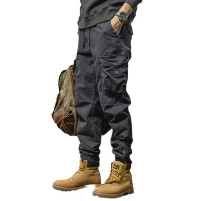 מכנסי מטען רב כיסים גברים Streetwear רוכסן רגל סקיני עבודה ריצה מכנסיים כותנה מזדמנים