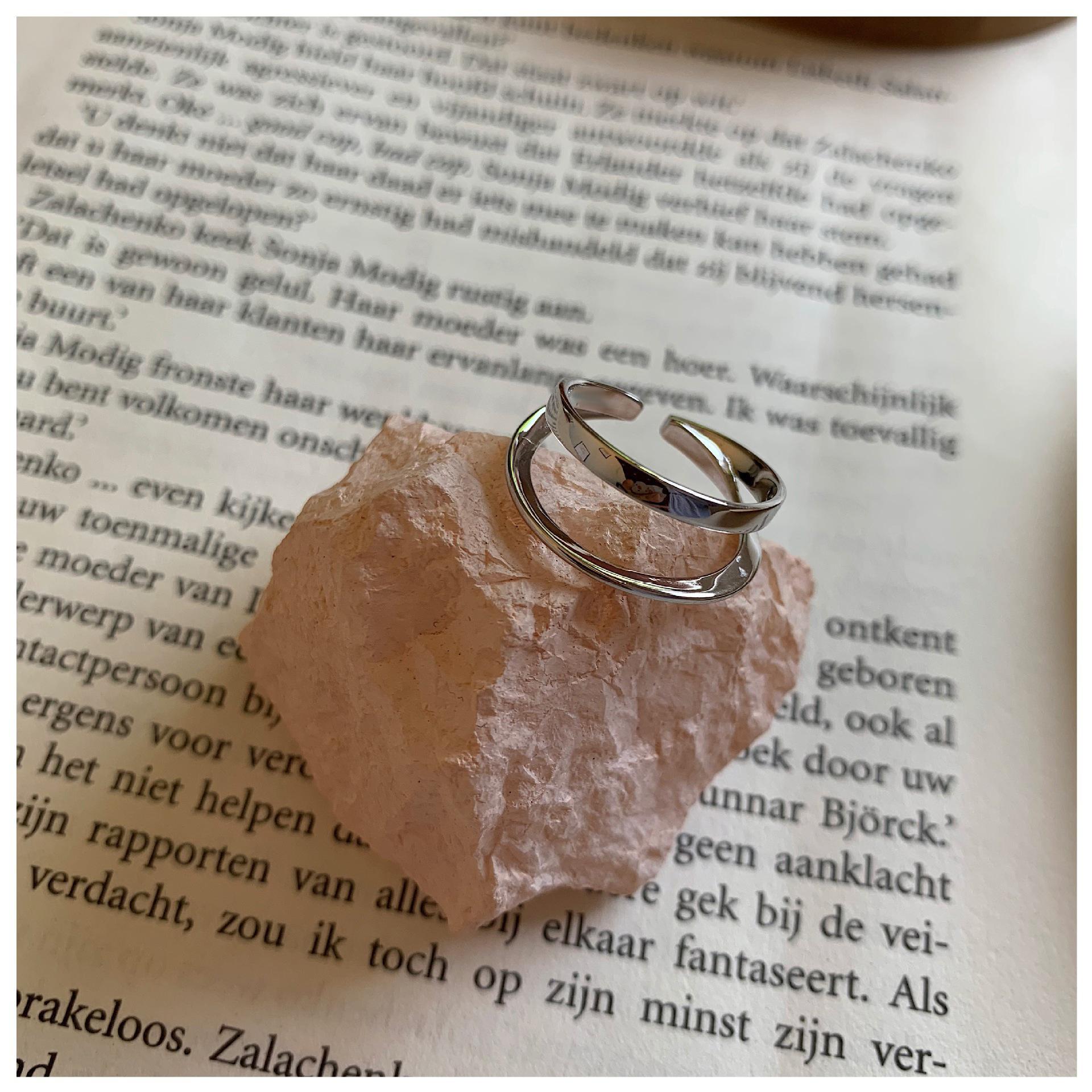 INS Простое многослойное открытое кольцо Женская мода Индивидуальность Трендовый дизайн для указательного пальца Креативное геометрическое кольцо для вечеринки