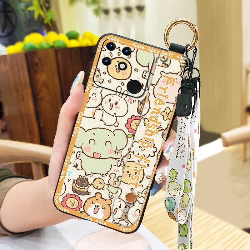 Durable Anti-knock Phone Case For OPPO Realme Narzo 50A Silicone Shockproof Back Cover Cute Lanyard Anti-dust Waterproof