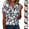 Dámské tričko s potiskem na knoflíky s krátkým rukávem Denní víkendová móda Basic Top s výstřihem do V