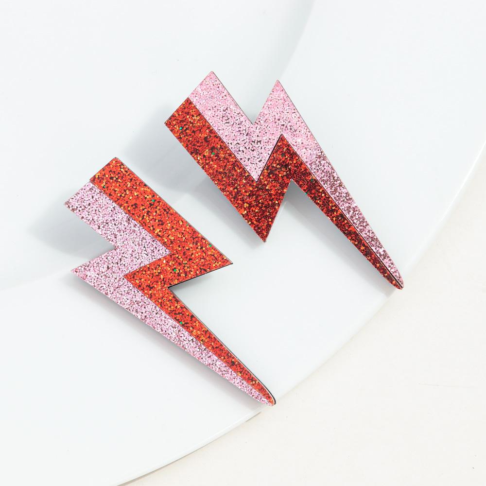 

New Creative Acrylic Stud Earrings for Women Funny Glitter Multicolor Lightning Drop Earring Punk Trendy Jewelry Gift