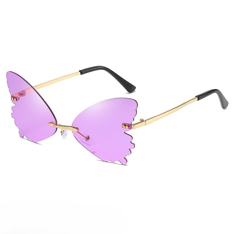 Gafas de Sol Vintage sin Montura Forma de Mariposa Streetwear Mujer Lujo Divertido Rosa Gafas de Sol Tonos UV400 2026 Marca Diseñador SG031