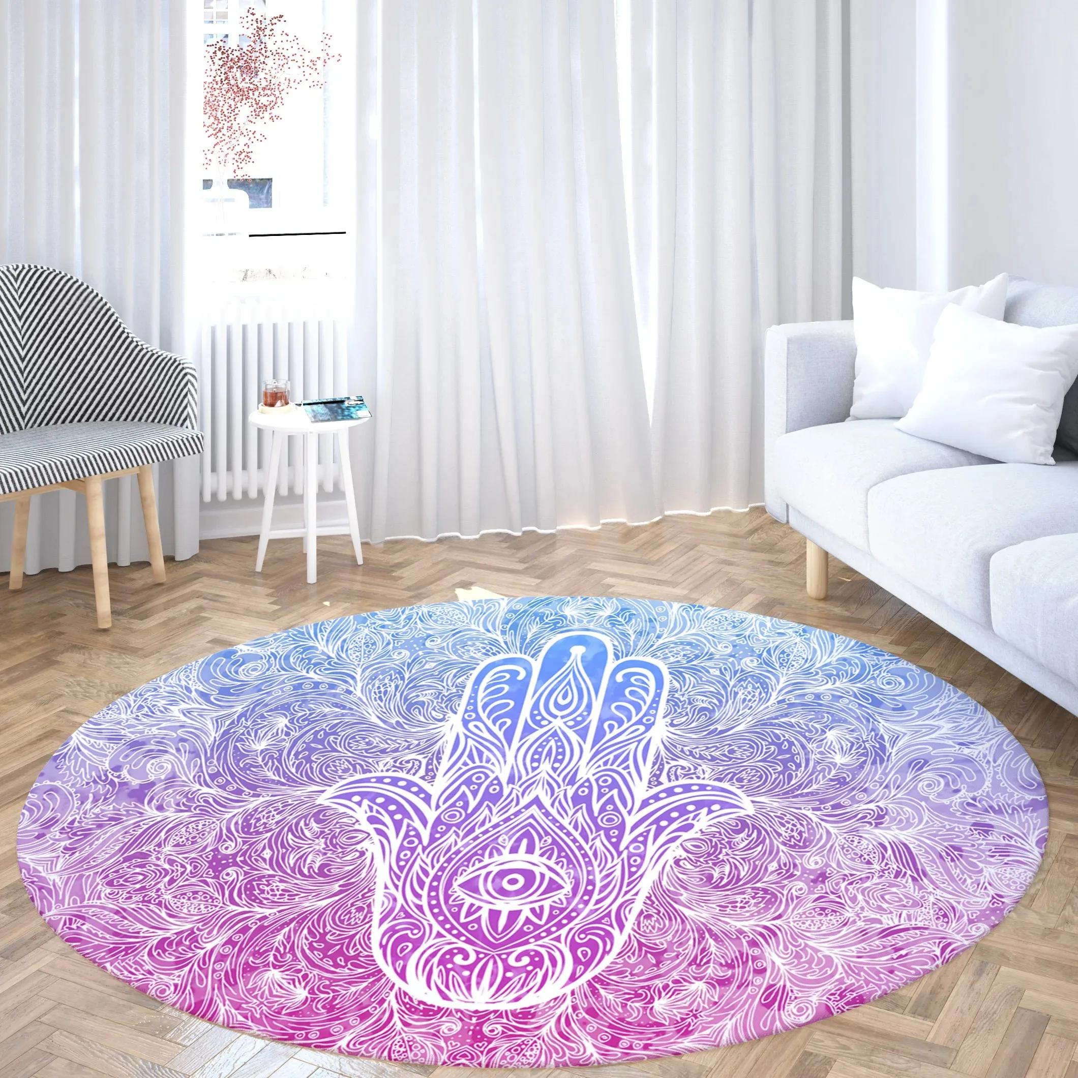 

Mandala Thai Buddha Round Carpet Bohemian Witchcraft Style Colorful Floor Mat Living Room Bedroom Anti-Slip Door Mat 40x40cm