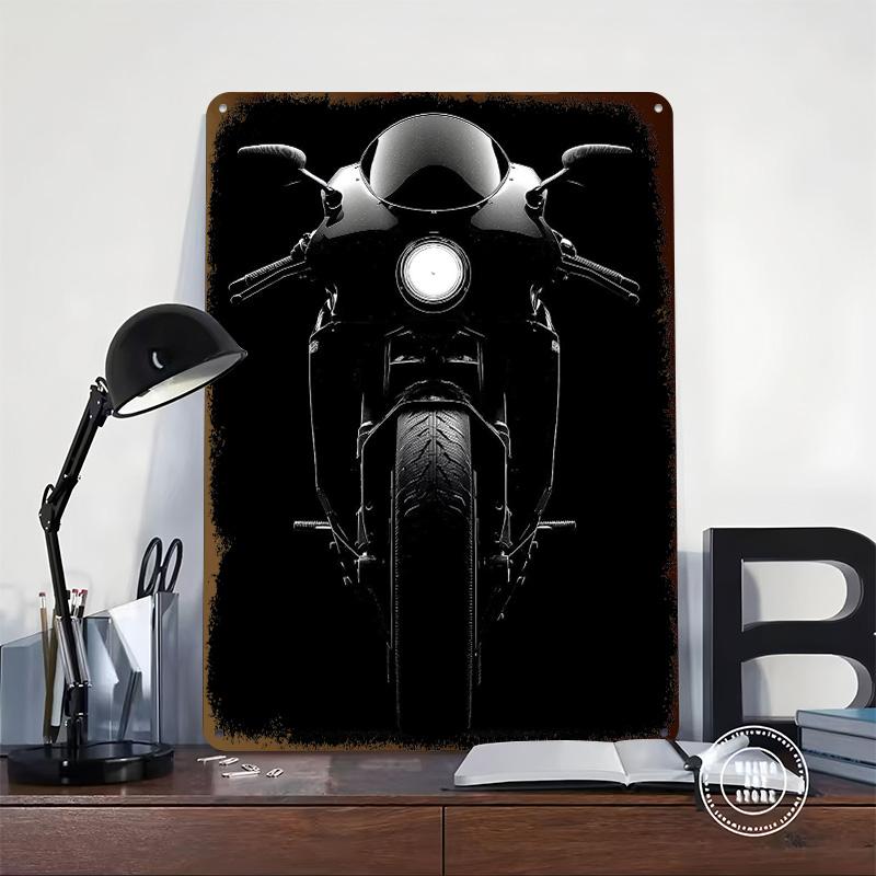 Motorcycle Motorcycle Front View Poster Customized Wall Art Vintage Metal Signs Retro Tin Plaque for Man Cave Mancave Decoration