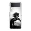 Case For Samsung Galaxy Z Flip 3 4 5 Transparent Fold Hard PC Shell For Galaxy Z Flip 3 5 Cover Galloping Horse Girl Drawing