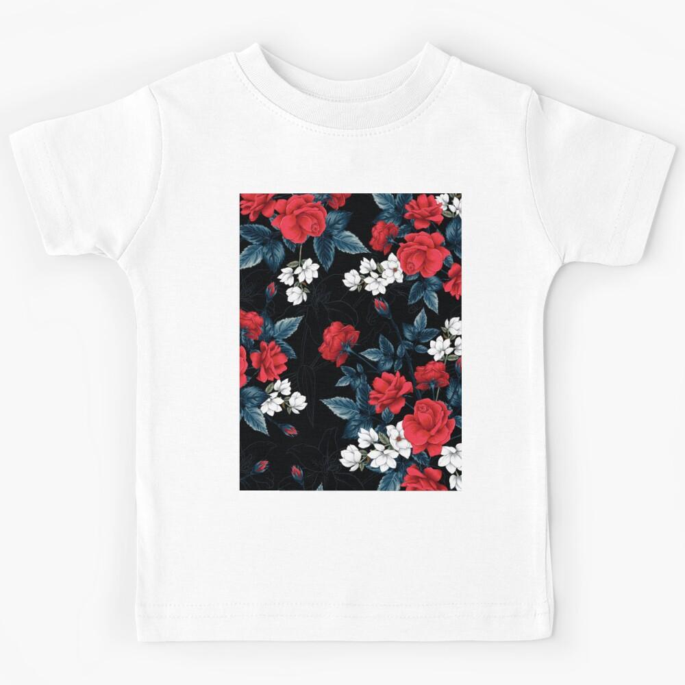 Red rose flowers pattern Kids T-Shirt 160