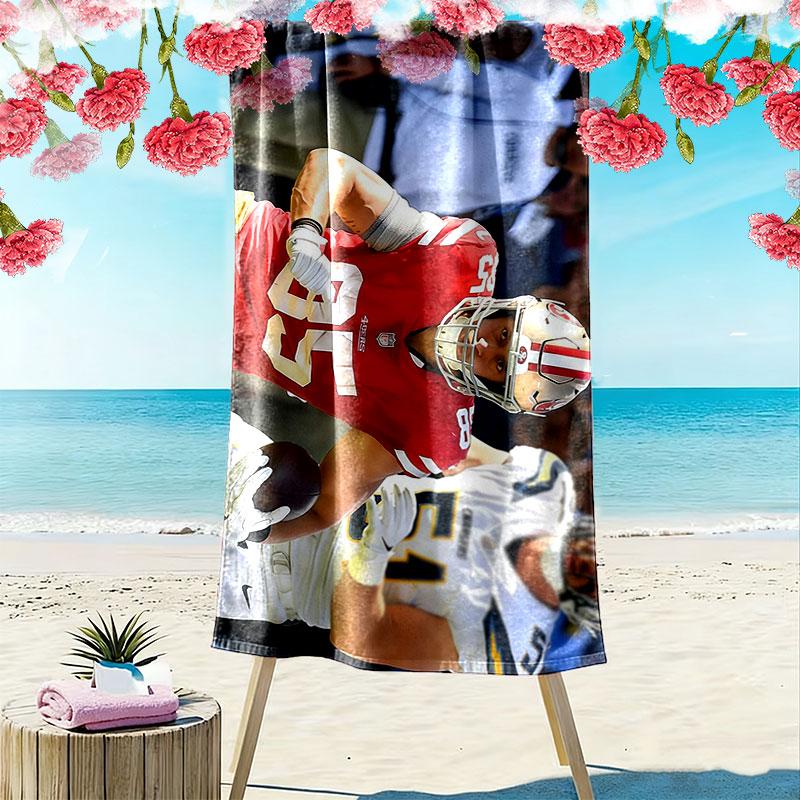 George Kittle Print Beach Towel, Large Soft Quick Dry Towel for Beach Camping Swimming