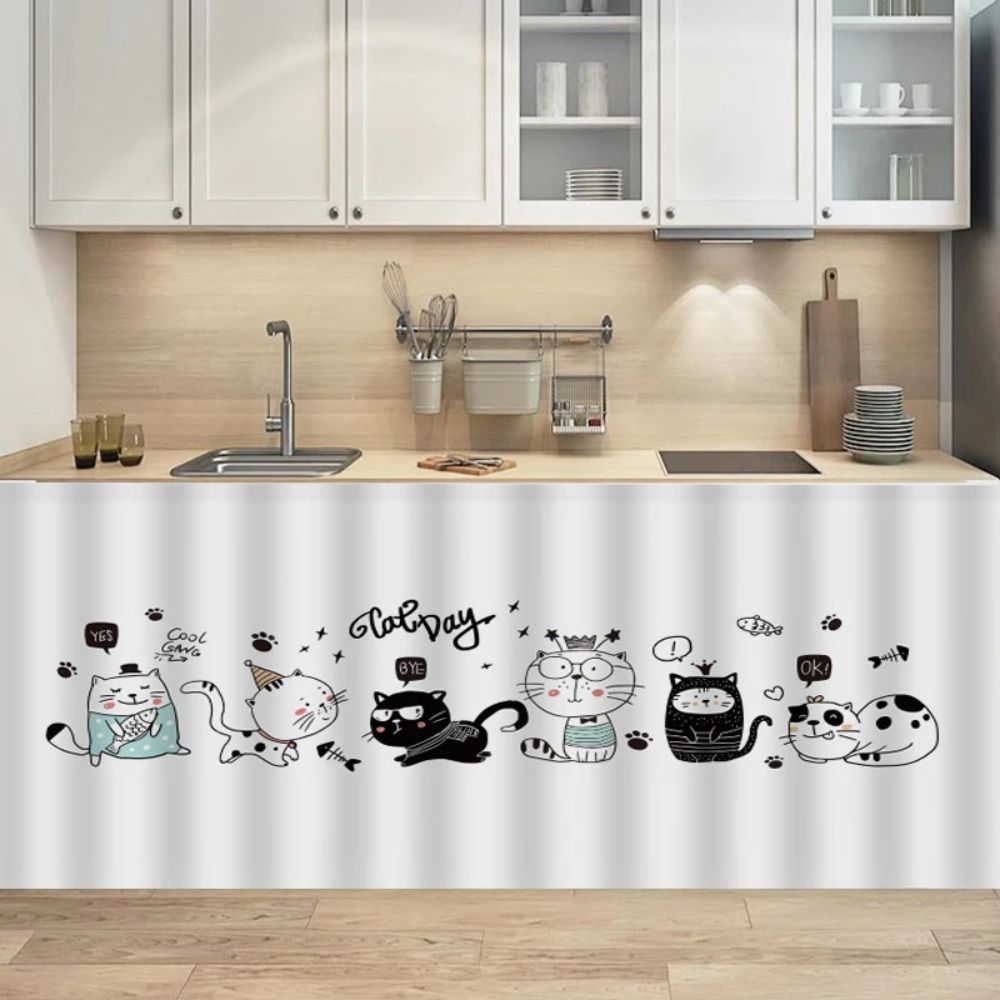 Dustproof Kitchen Curtains Cartoon Wardrobe Home Dust Cover Cabinet Curtain Home Decoration