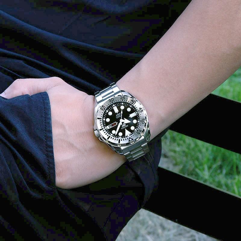 Seiko Automatic Mechanical Movement Stainless Steel Strap Watch Men's Watches Black Dial SRP599J1