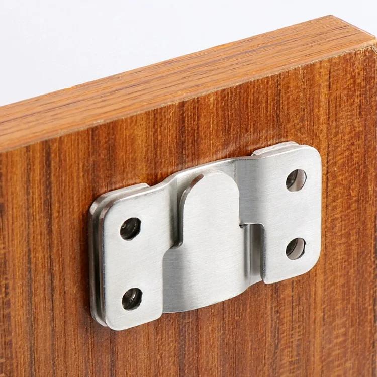 20/2pcs Stainless Steel Interlock Bracket Furniture Joint Connector Wall Hanger Picture Frame Hooks Flush Mount Hanging Buckle