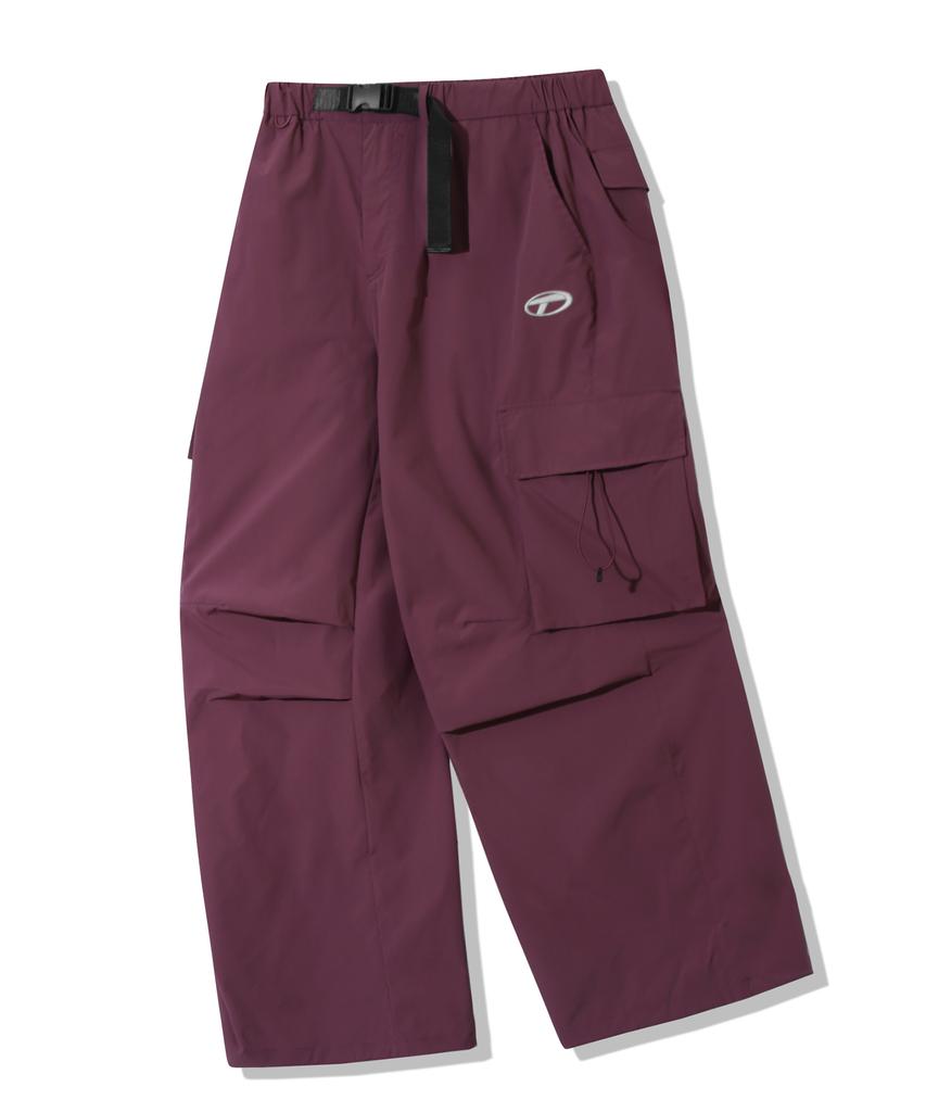 Trillion Utility Belt Multi Knee Tuck Cargo Wide Pants_Magenta